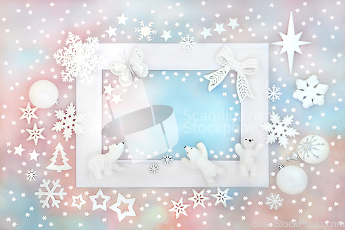 Image of Christmas North Pole Abstract Background Border Frame Design