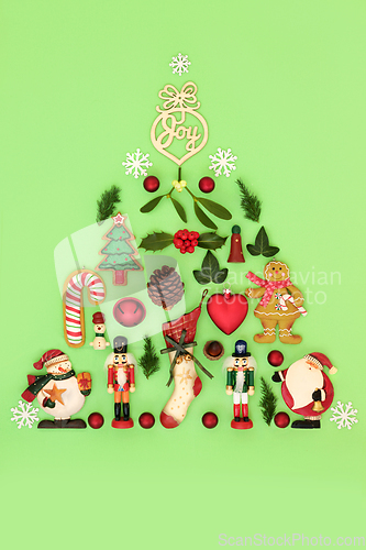 Image of Christmas Tree with Ornaments, Food, Flora and Symbols