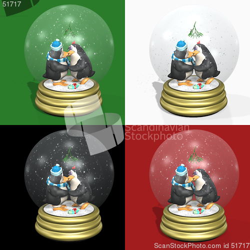 Image of Kissing Penguins Snow Globes