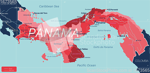 Image of Panama country detailed editable map