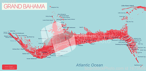 Image of Grand Bahama island detailed editable map