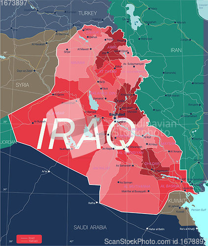 Image of Irak country detailed editable map