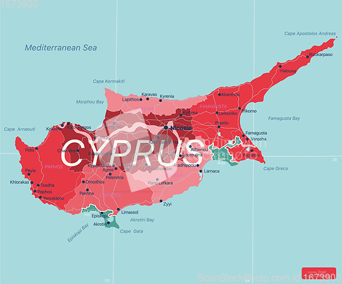 Image of Cyprus country detailed editable map