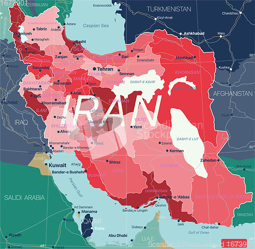 Image of Iran country detailed editable map