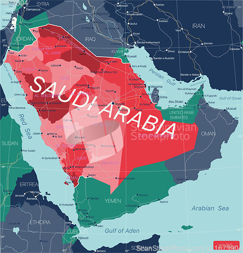 Image of Saudi Arabia country detailed editable map