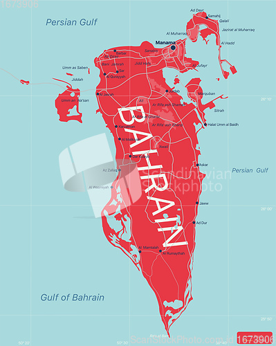 Image of Bahrain country detailed editable map