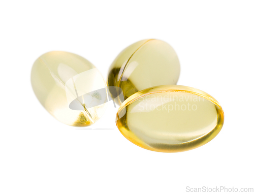Image of Fish oil capsules isolated on white background