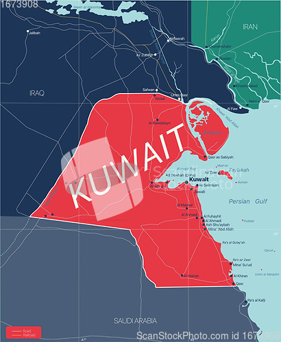 Image of Kuwait country detailed editable map