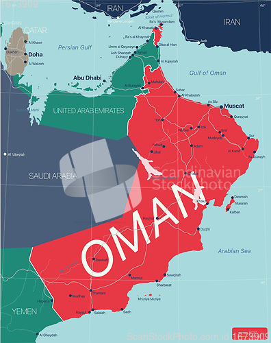 Image of Oman country detailed editable map