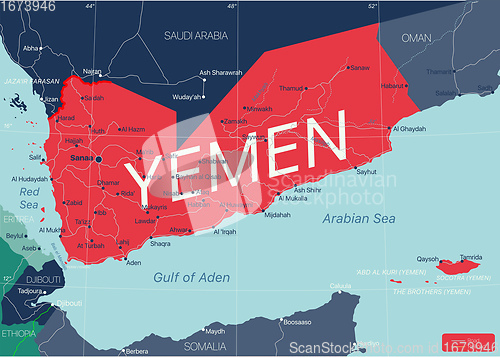 Image of Yemen country detailed editable map