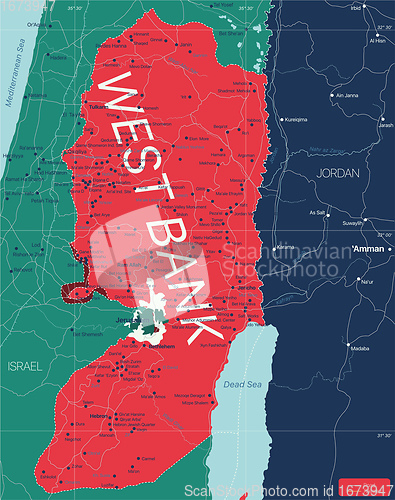 Image of West Bank region editable map