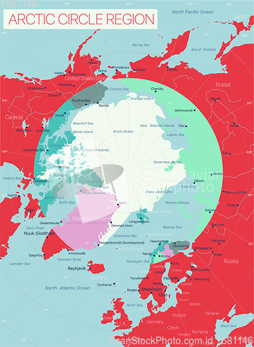 Image of Arctic Circle Region detailed editable map