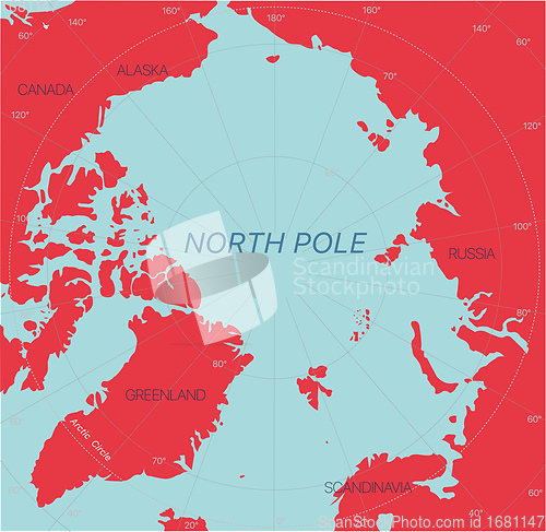 Image of North Pole detailed editable map