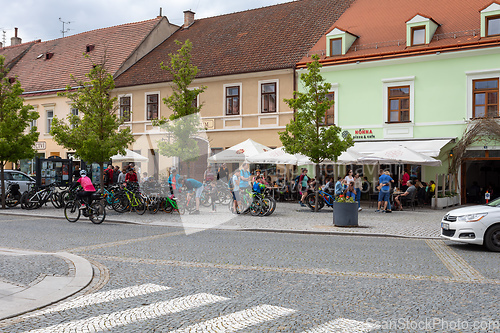 Image of Many cyclists gather in the popular destination of Valtice, located in the center of the historic city.