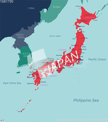 Image of JAPAN detailed editable map