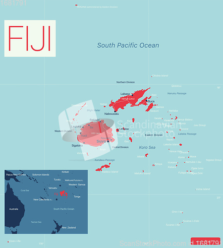 Image of FIJI detailed editable map