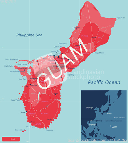 Image of GUAM detailed editable map