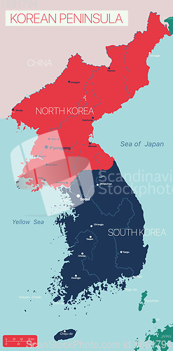 Image of KOREAN PENINSULA detailed editable map