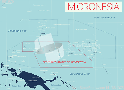 Image of Micronesia detailed editable map
