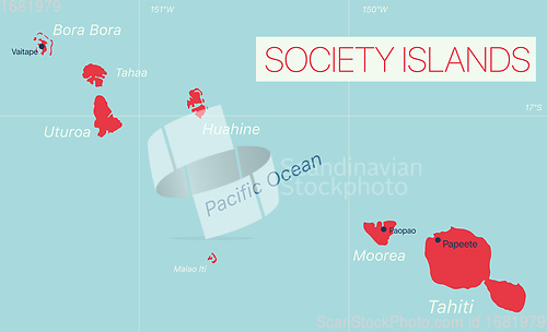 Image of Society Islands detailed editable map