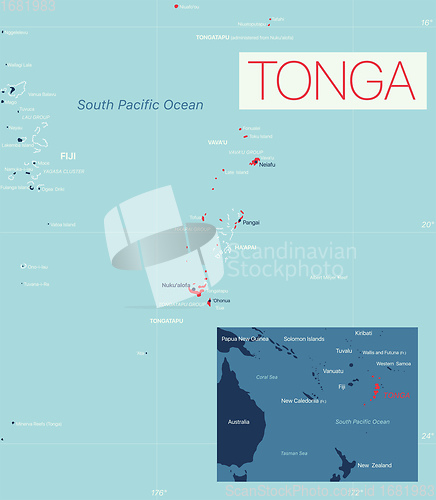 Image of Tonga detailed editable map