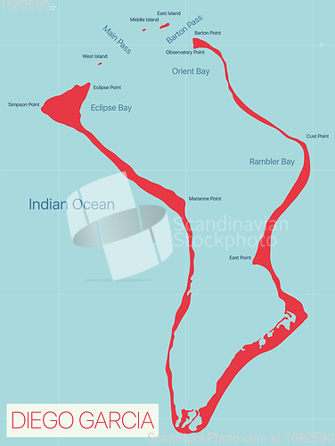 Image of Diego Garcia detailed editable map