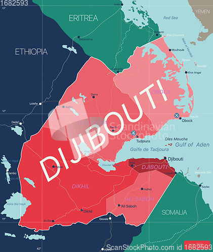 Image of Dijibouti country detailed editable map