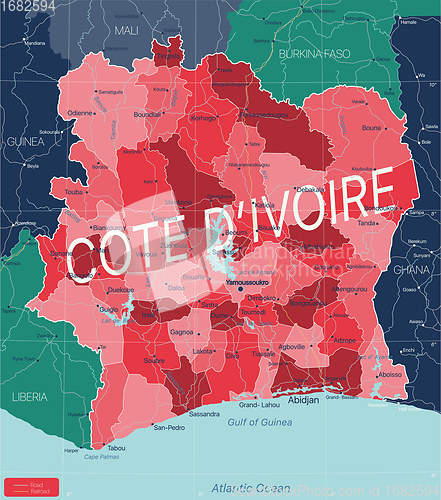 Image of Cote d Ivoire country detailed editable map
