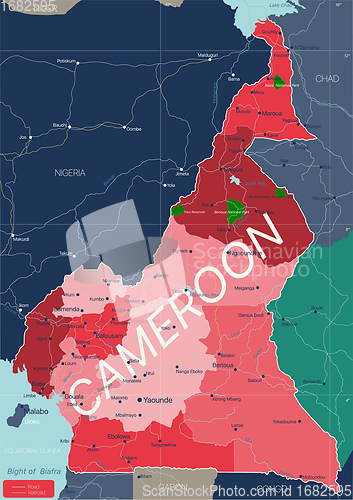Image of Cameroon country detailed editable map