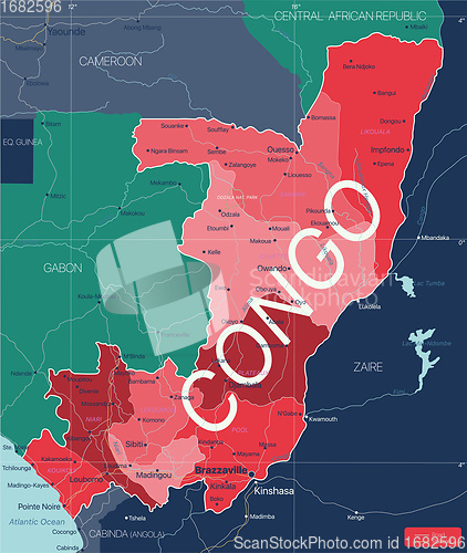 Image of Congo country detailed editable map