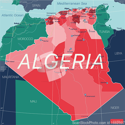 Image of Algeria country detailed editable map