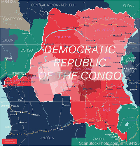 Image of Democratic Republic of Congo country detailed editable map