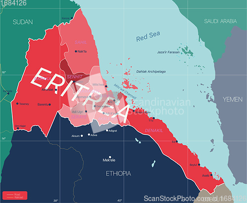 Image of Eritrea country detailed editable map