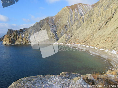 Image of Winter beach and mountains