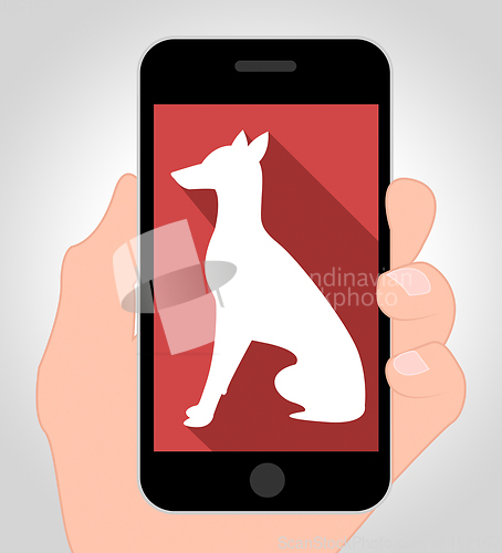 Image of Dogs Online Means Canine Phone 3d Illustration