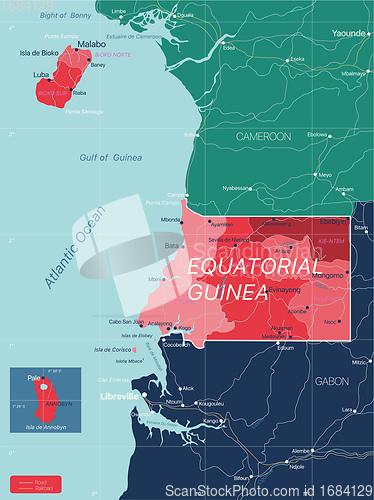 Image of Equatorial Guinea country detailed editable map