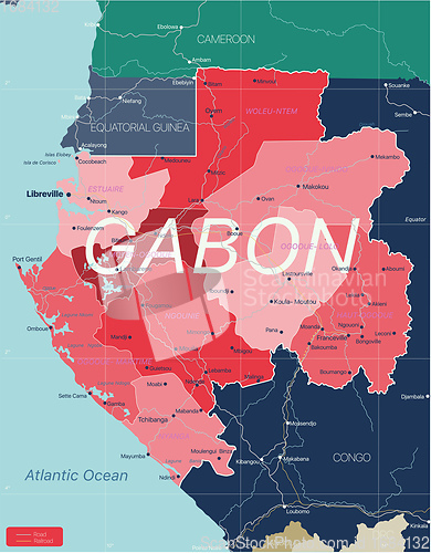 Image of Gabon country detailed editable map