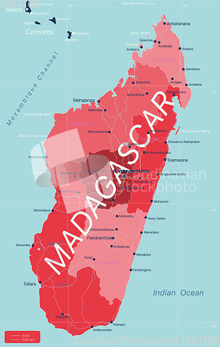 Image of Madagascar country detailed editable map