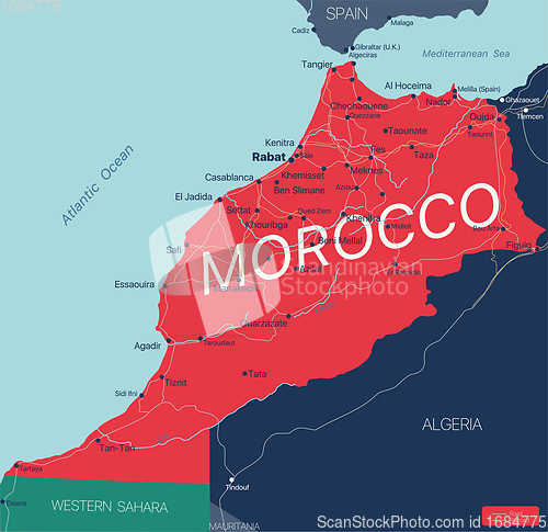 Image of Morocco country detailed editable map