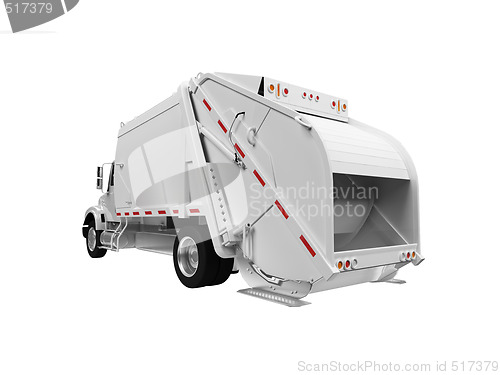 Image of trash truck over white