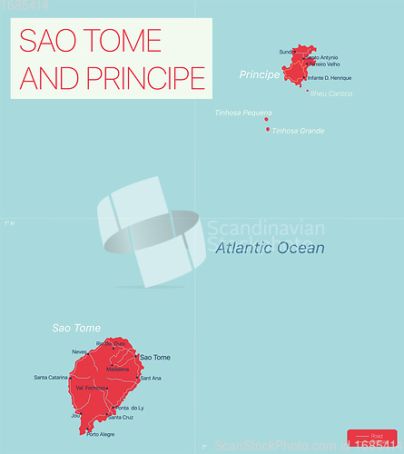 Image of Sao Tome and Principe detailed editable map