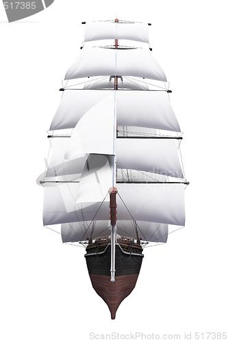 Image of Sailing ship isolated over white