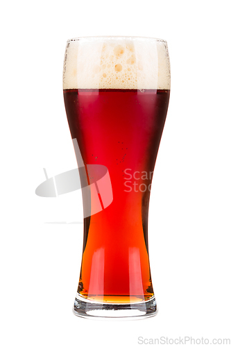 Image of Red beer glass isolated on white background