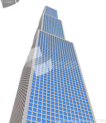 Image of skyscraper over white