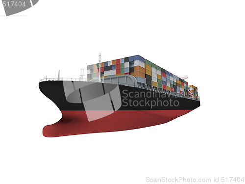 Image of Container ship isolated front view