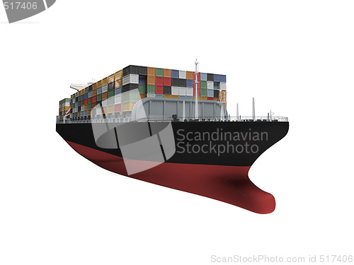 Image of Container ship isolated front view
