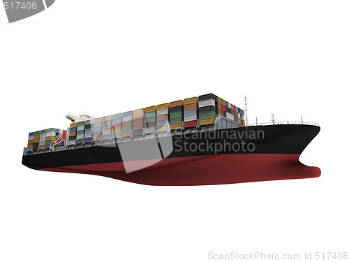 Image of Container ship isolated front view