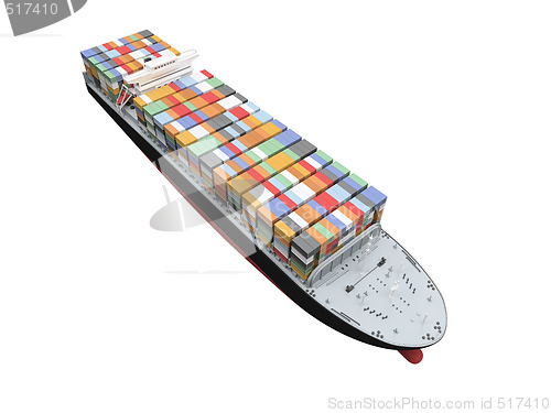 Image of Container ship isolated front view