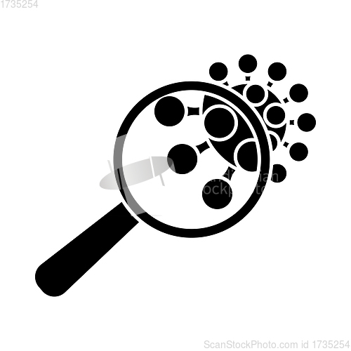 Image of Magnifier Over Coronavirus Molecule Icon