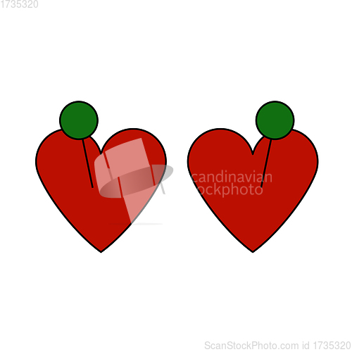 Image of Two Valentines Heart With Pin Icon